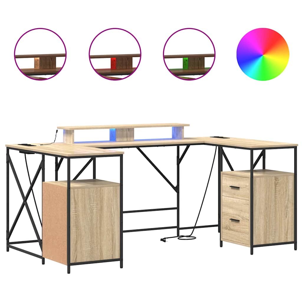 vidaXL Γραφείο Sonoma Δρυς 182 x 101 x 87.5 εκ Επεξεργασμένο ξύλο