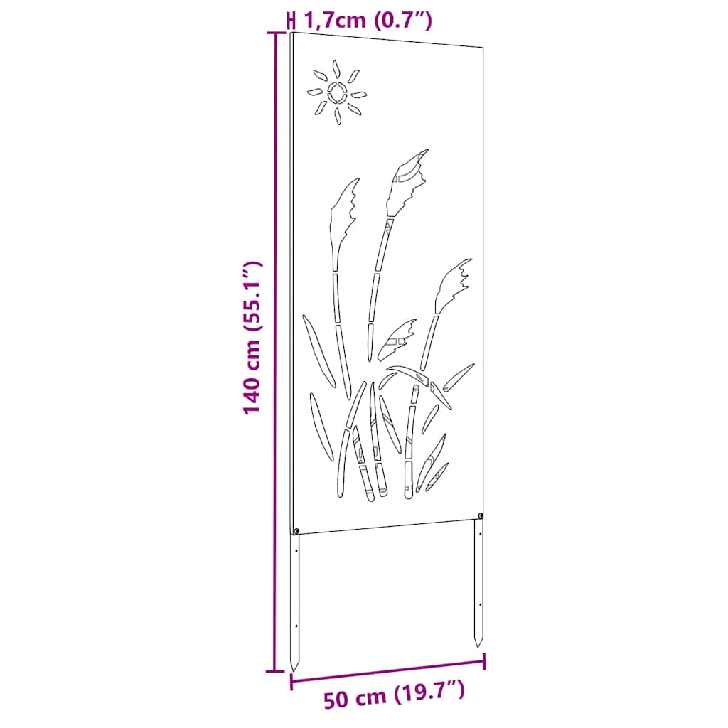 vidaXL Οθόνη Ιδιωτικότητας Κήπου Σκ rusty 50 x 140 εκ