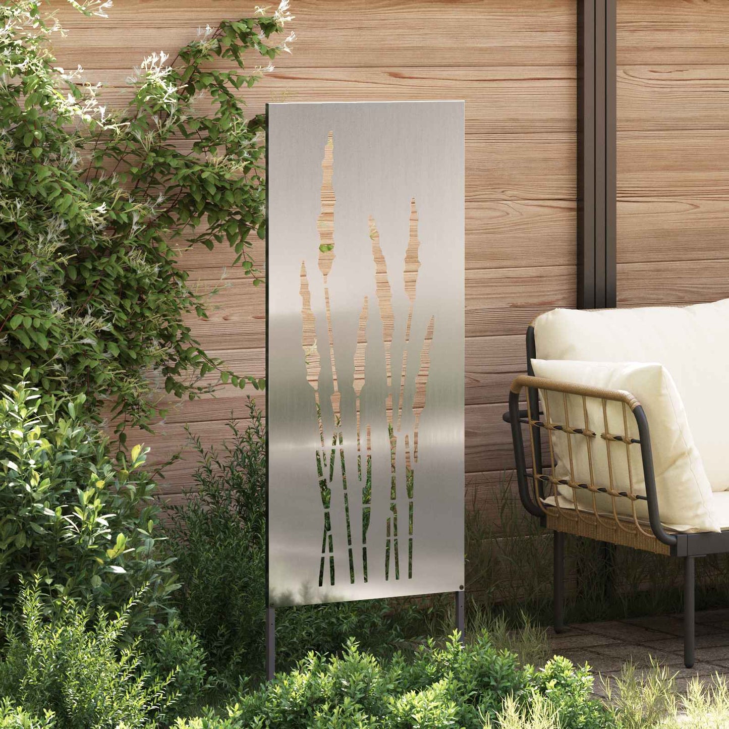 vidaXL Οθόνη Ιδιωτικότητας Κήπου Floral Ασημί 50 x 140 εκ