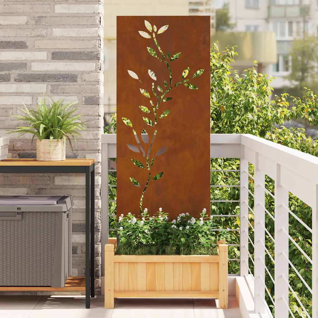 vidaXL Οθόνη Ιδιωτικότητας Κήπου Floral Σκ rusty 50 x 140 εκ