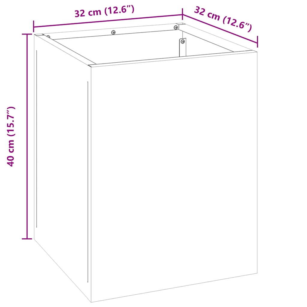 vidaXL Γλάστρα Κήπου Λαδί 32 x 32 x 40 εκ. Κρύα έλαση από χάλυβα