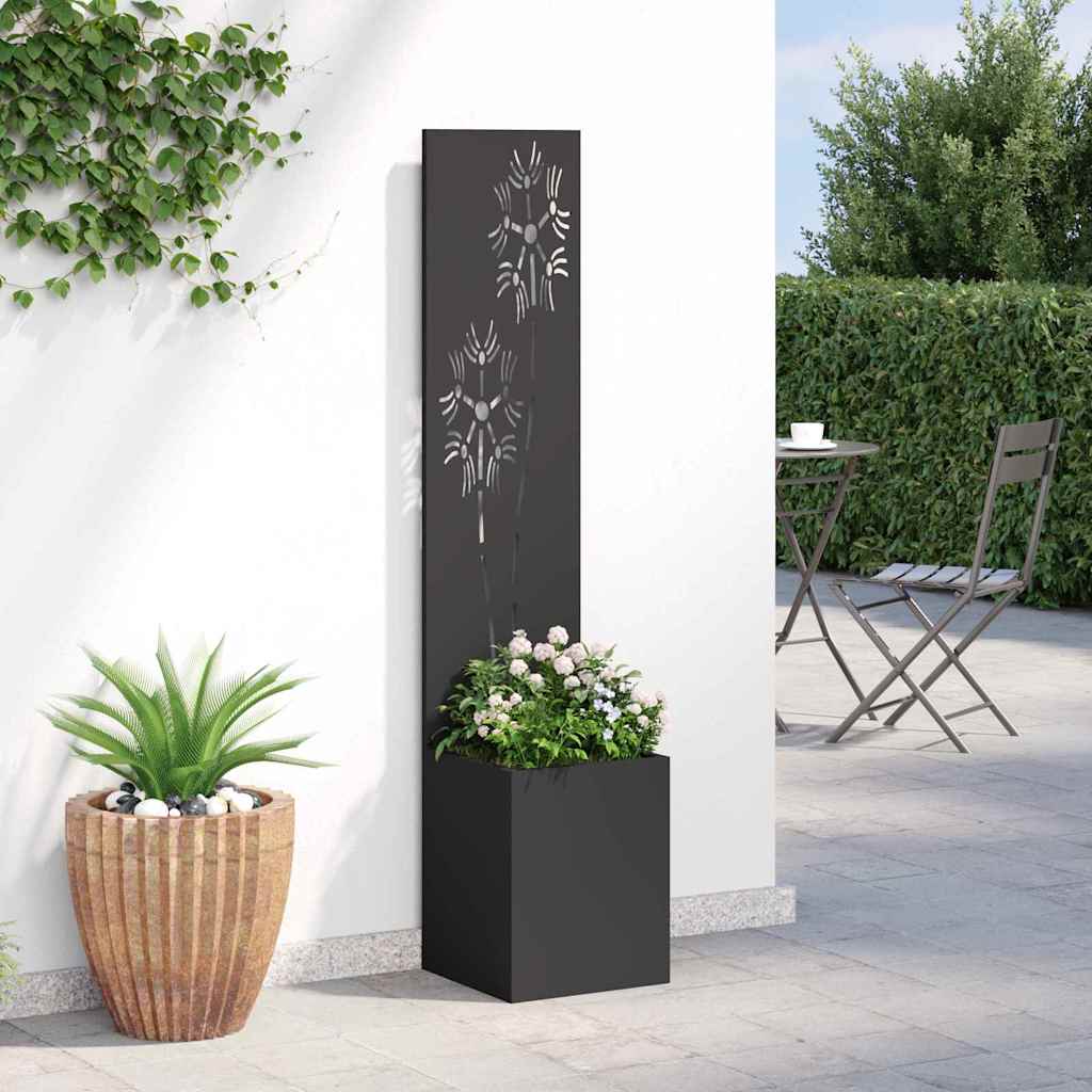 vidaXL Οθόνη Ιδιωτικότητας Κήπου Floral Μαύρο 32 x 140 εκ.