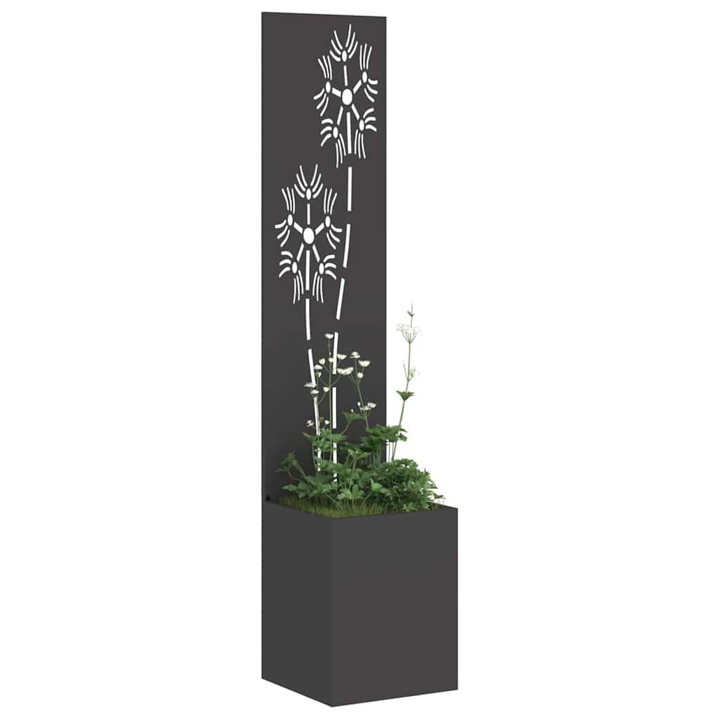 vidaXL Οθόνη Ιδιωτικότητας Κήπου Floral Μαύρο 32 x 140 εκ.