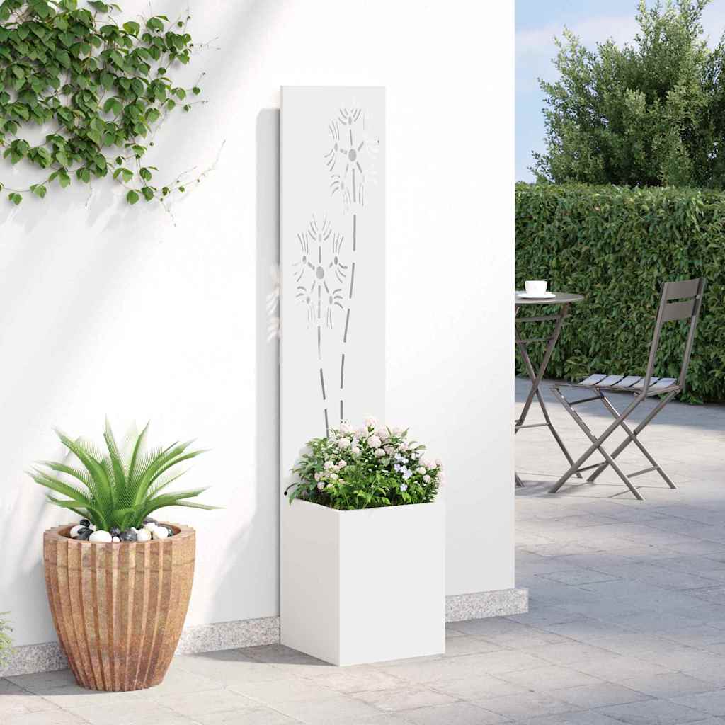 vidaXL Οθόνη Ιδιωτικότητας Κήπου Floral Λευκό 32 x 140 εκ.
