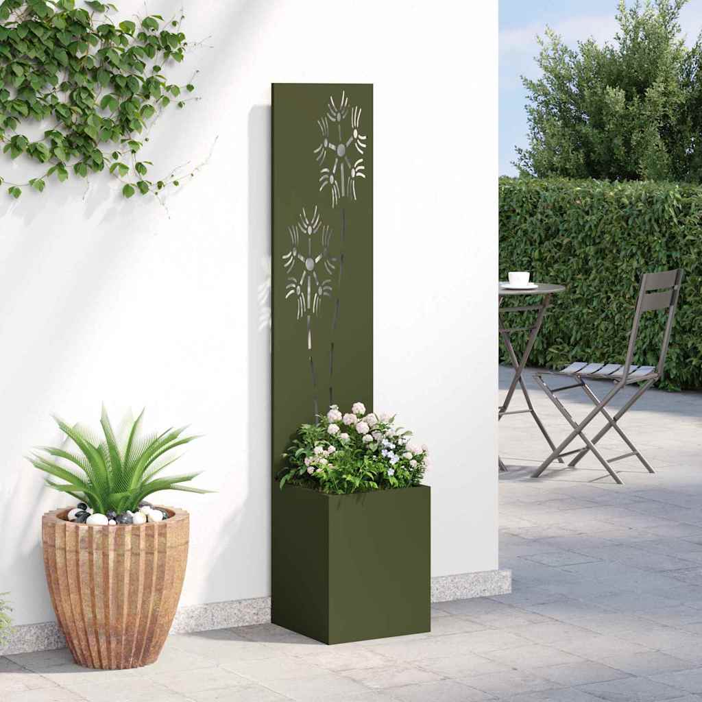 vidaXL Οθόνη Ιδιωτικότητας Κήπου Floral Λαδί 32 x 140 εκ.