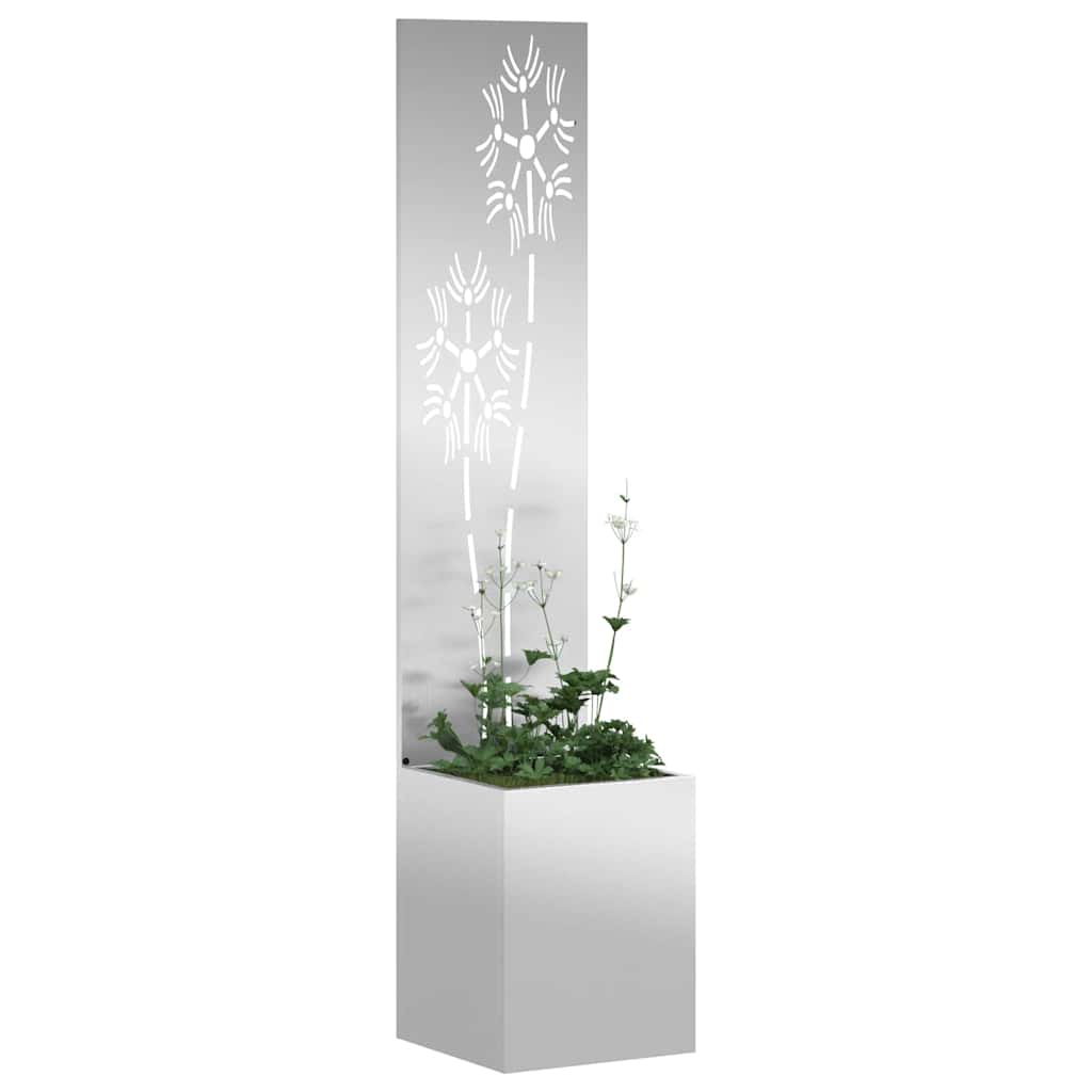 vidaXL Οθόνη Ιδιωτικότητας Κήπου Floral Ασημί 32 x 140 εκ.