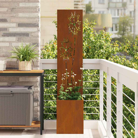 vidaXL Οθόνη Ιδιωτικότητας Κήπου Floral Σκ rusty 32 x 140 εκ.