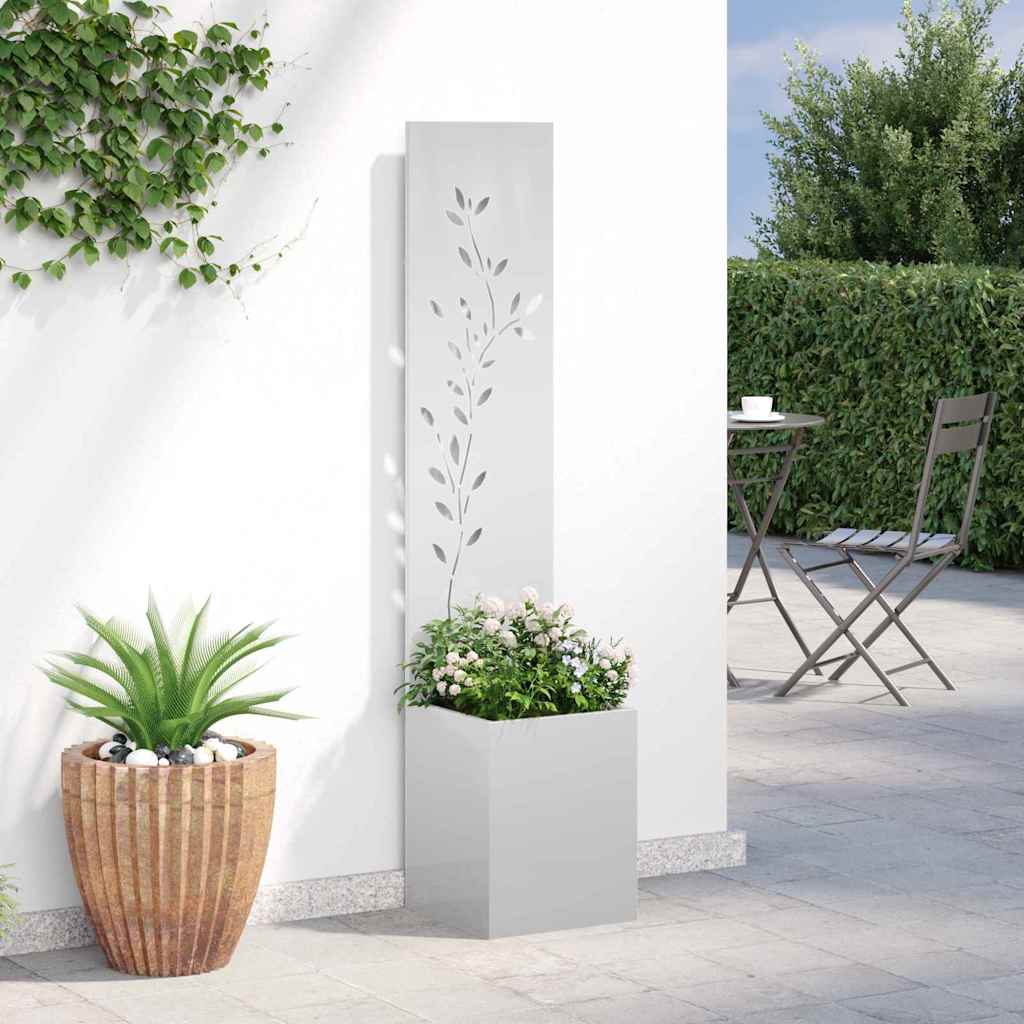 vidaXL Οθόνη Ιδιωτικότητας Κήπου Floral Ασημί 32 x 140 εκ.