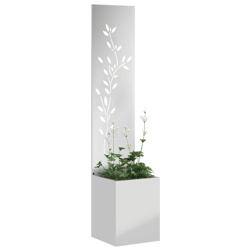 vidaXL Οθόνη Ιδιωτικότητας Κήπου Floral Ασημί 32 x 140 εκ.