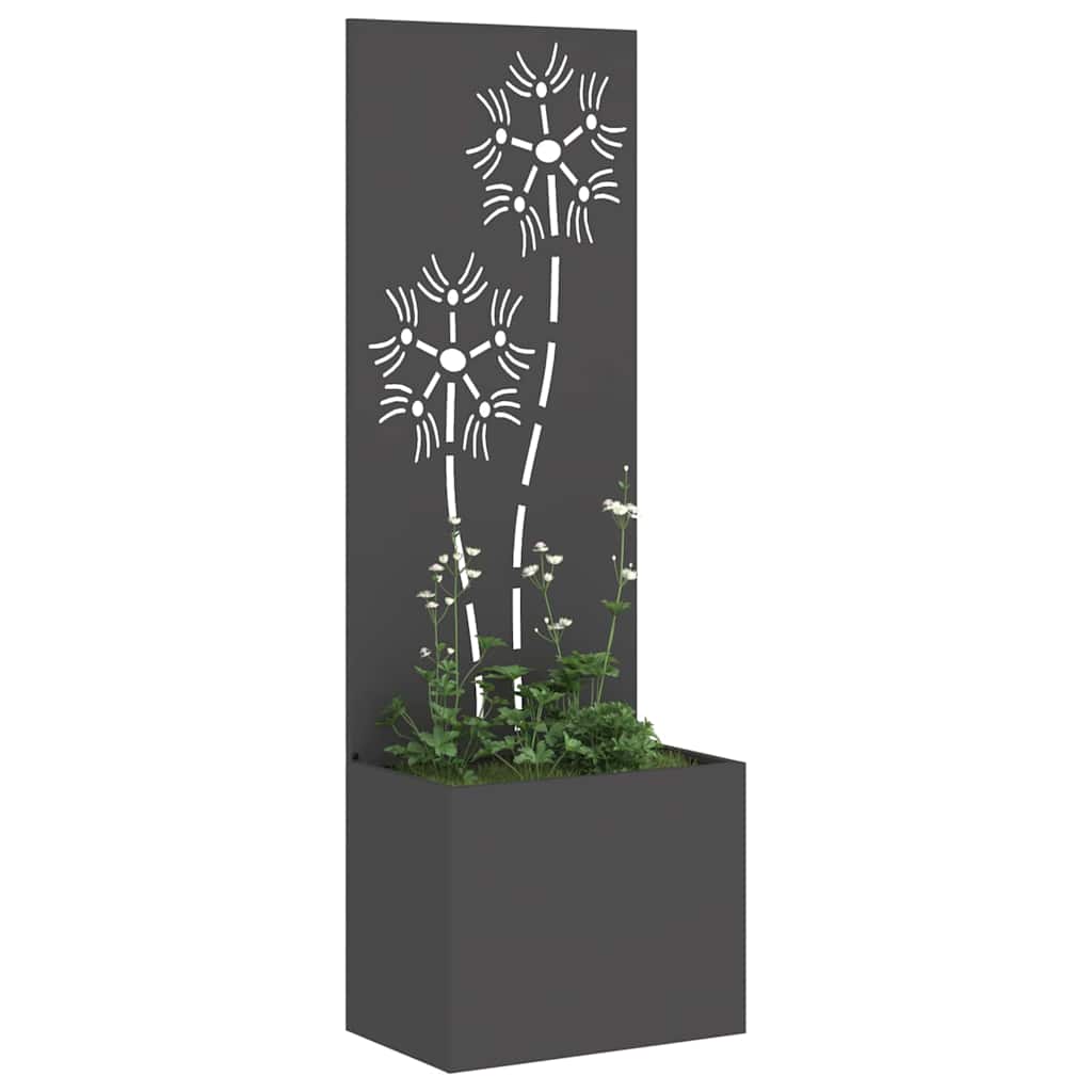 vidaXL Οθόνη Ιδιωτικότητας Κήπου Floral Μαύρο 50 x 140 cm