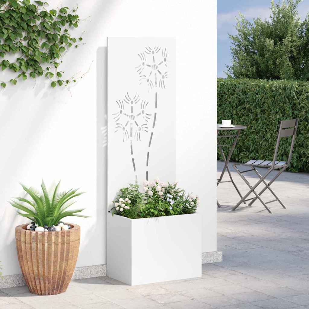 vidaXL Οθόνη Ιδιωτικότητας Κήπου Floral Λευκό 50 x 140 cm
