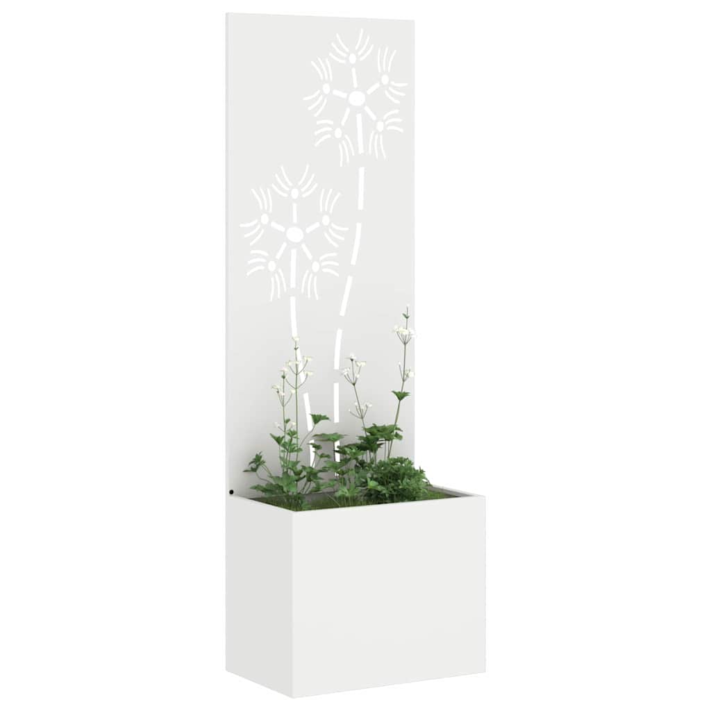 vidaXL Οθόνη Ιδιωτικότητας Κήπου Floral Λευκό 50 x 140 cm