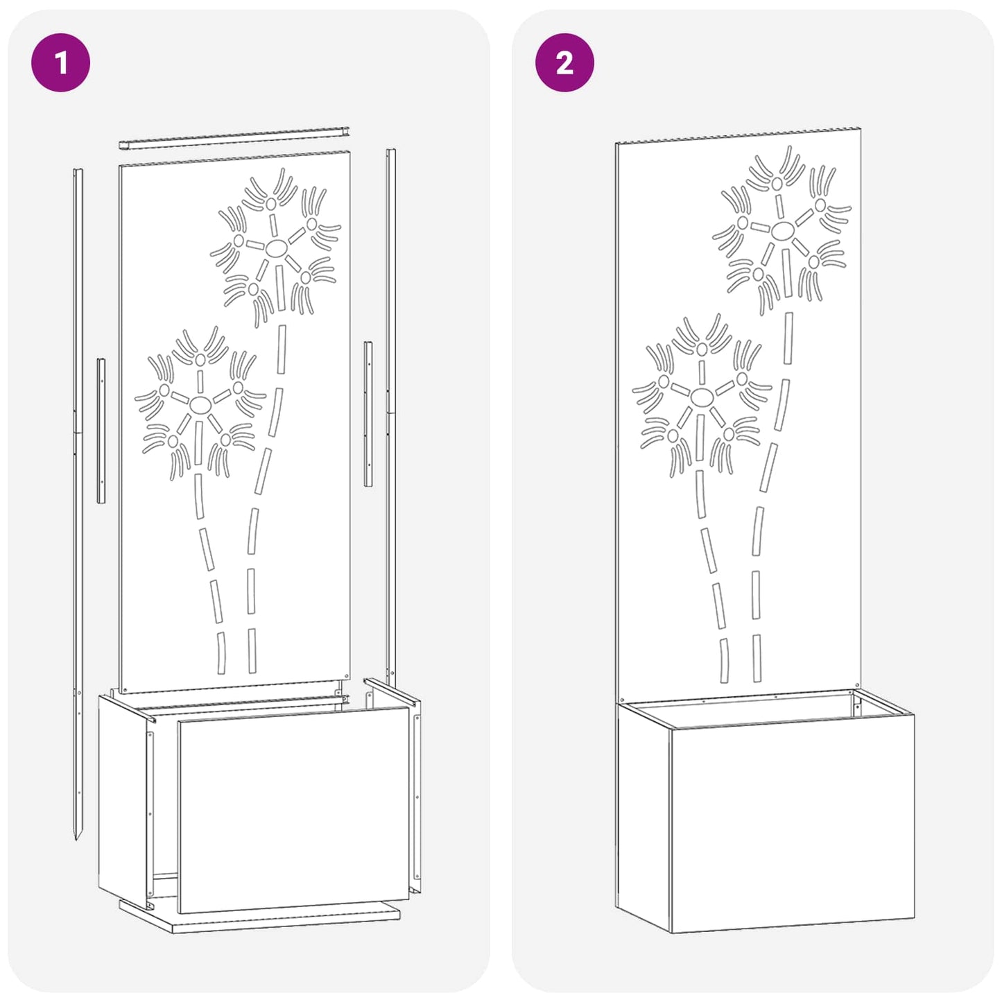 vidaXL Οθόνη Ιδιωτικότητας Κήπου Floral Ασημί 50 x 150 cm