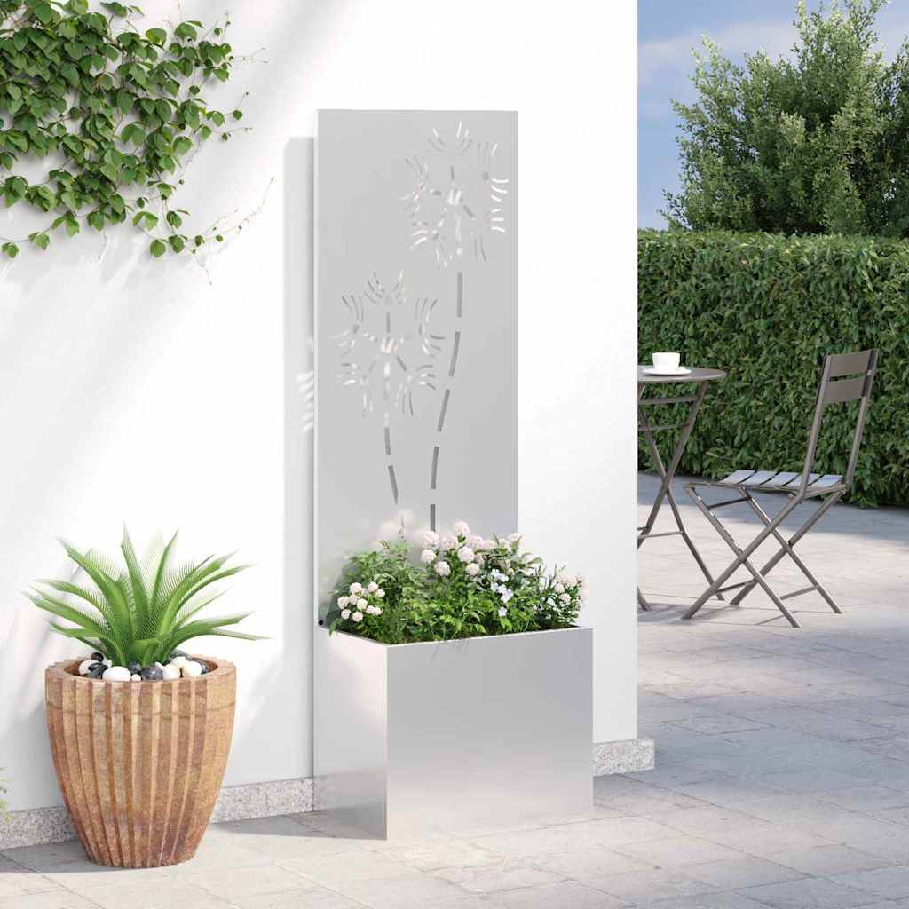 vidaXL Οθόνη Ιδιωτικότητας Κήπου Floral Ασημί 50 x 140 cm