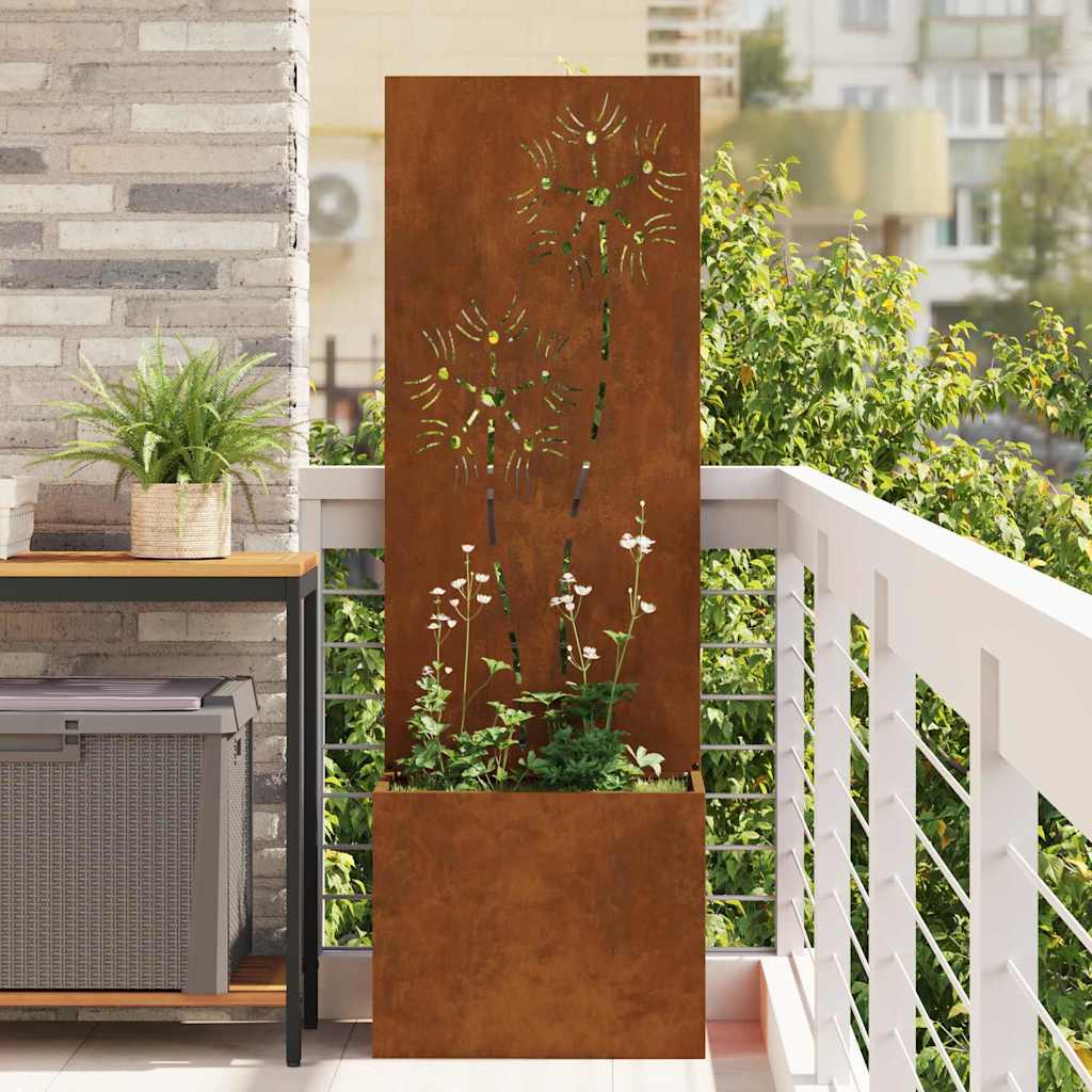 vidaXL Οθόνη Ιδιωτικότητας Κήπου Floral Σκ rusty 50 x 140 cm