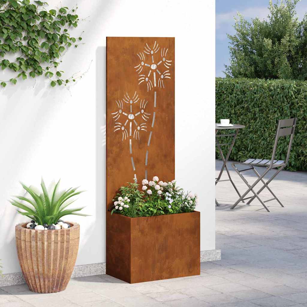 vidaXL Οθόνη Ιδιωτικότητας Κήπου Floral Σκ rusty 50 x 140 cm
