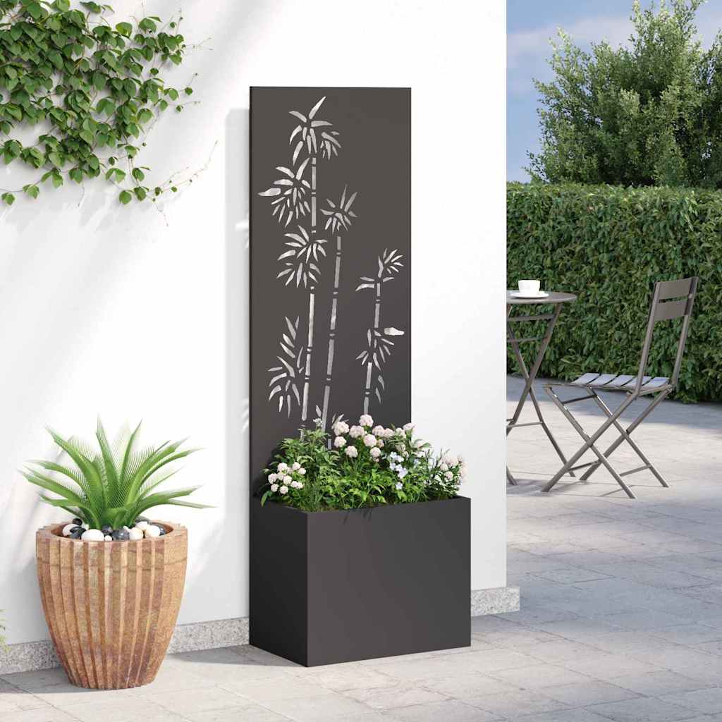 vidaXL Οθόνη Ιδιωτικότητας Κήπου Floral Μαύρο 50 x 140 cm