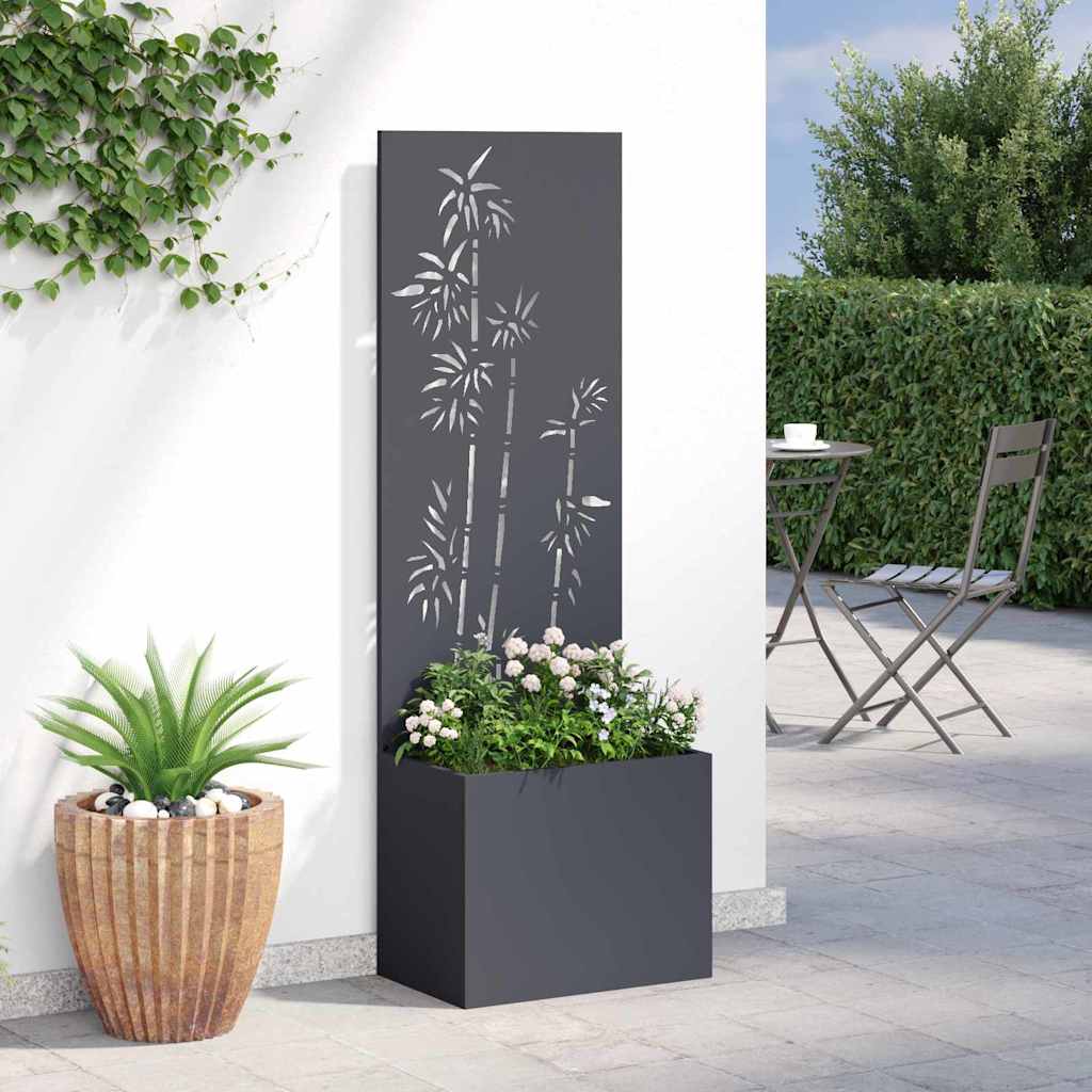 vidaXL Οθόνη Ιδιωτικότητας Κήπου Floral Ανθρακί 50 x 140 cm