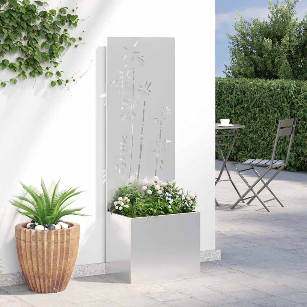 vidaXL Οθόνη Ιδιωτικότητας Κήπου Floral Ασημί 50 x 140 cm