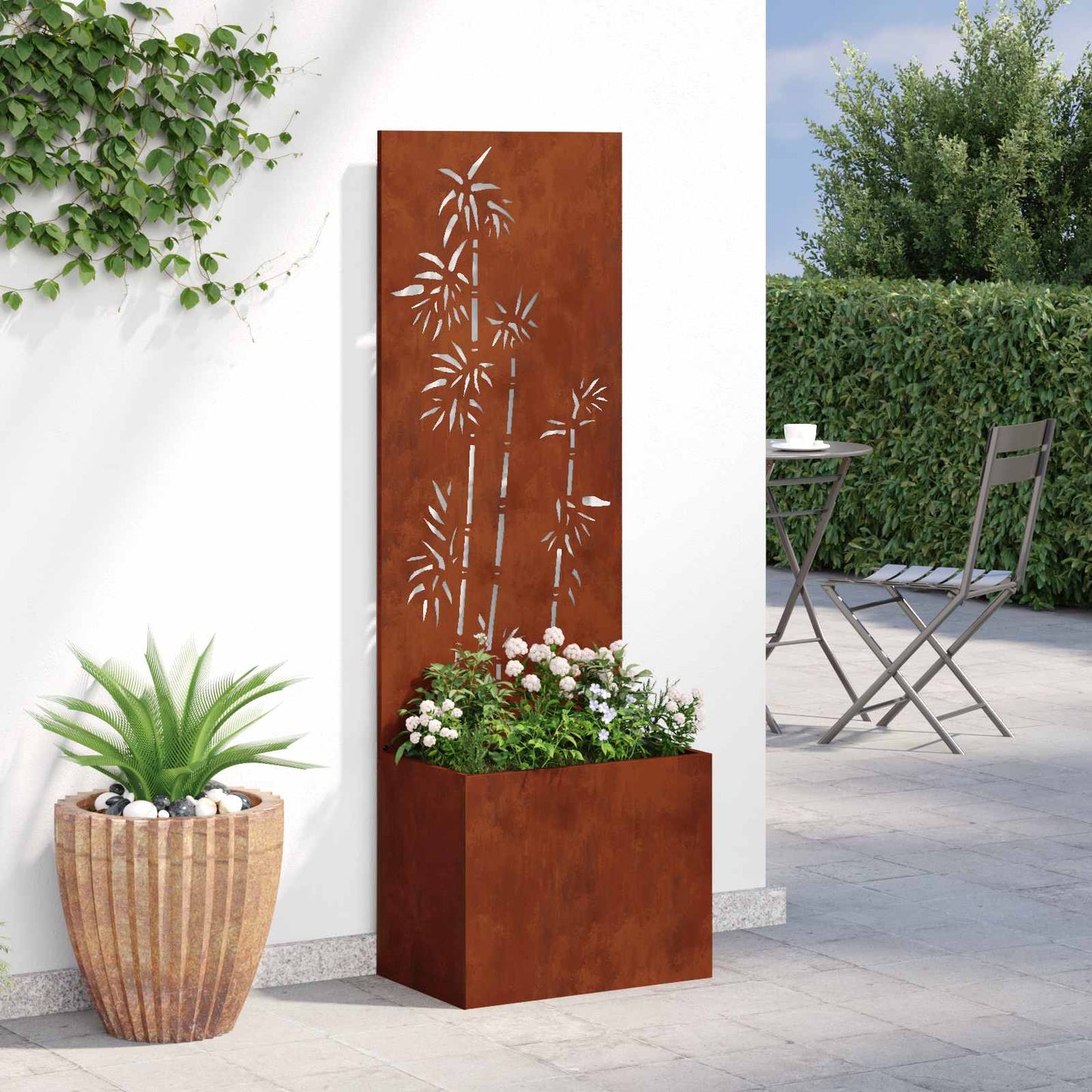 vidaXL Οθόνη Ιδιωτικότητας Κήπου Floral Σκ rusty 50 x 32 x 150 εκ