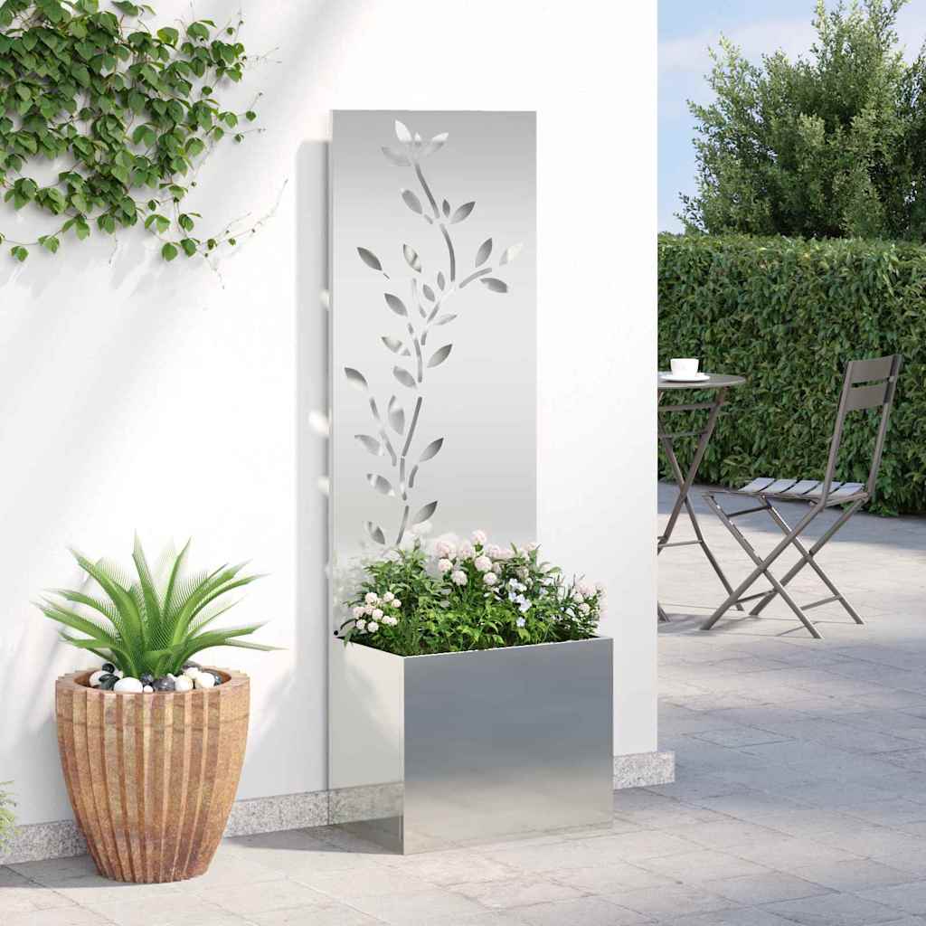 vidaXL Οθόνη Ιδιωτικότητας Κήπου Floral Ασημί 50 x 140 cm
