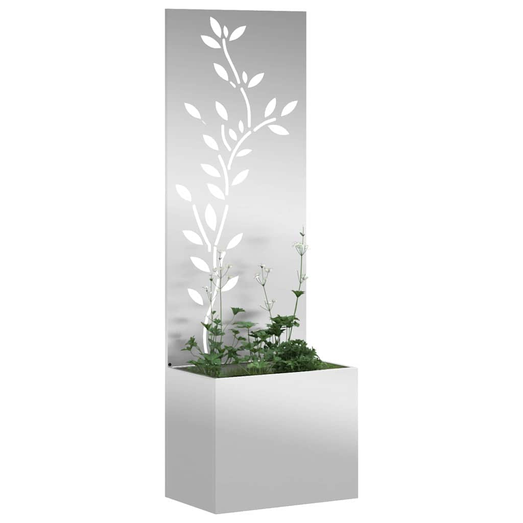 vidaXL Οθόνη Ιδιωτικότητας Κήπου Floral Ασημί 50 x 140 cm
