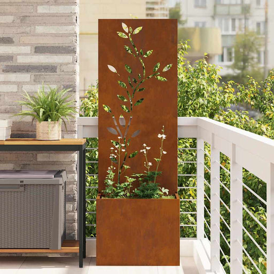 vidaXL Οθόνη Ιδιωτικότητας Κήπου Floral Σκ rusty 50 x 140 cm