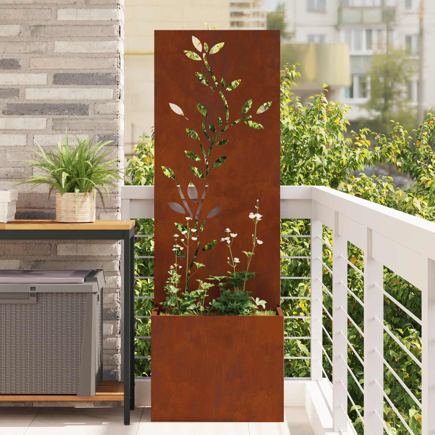 vidaXL Οθόνη Ιδιωτικότητας Κήπου Floral Σκ rusty 50 x 32 x 150 εκ