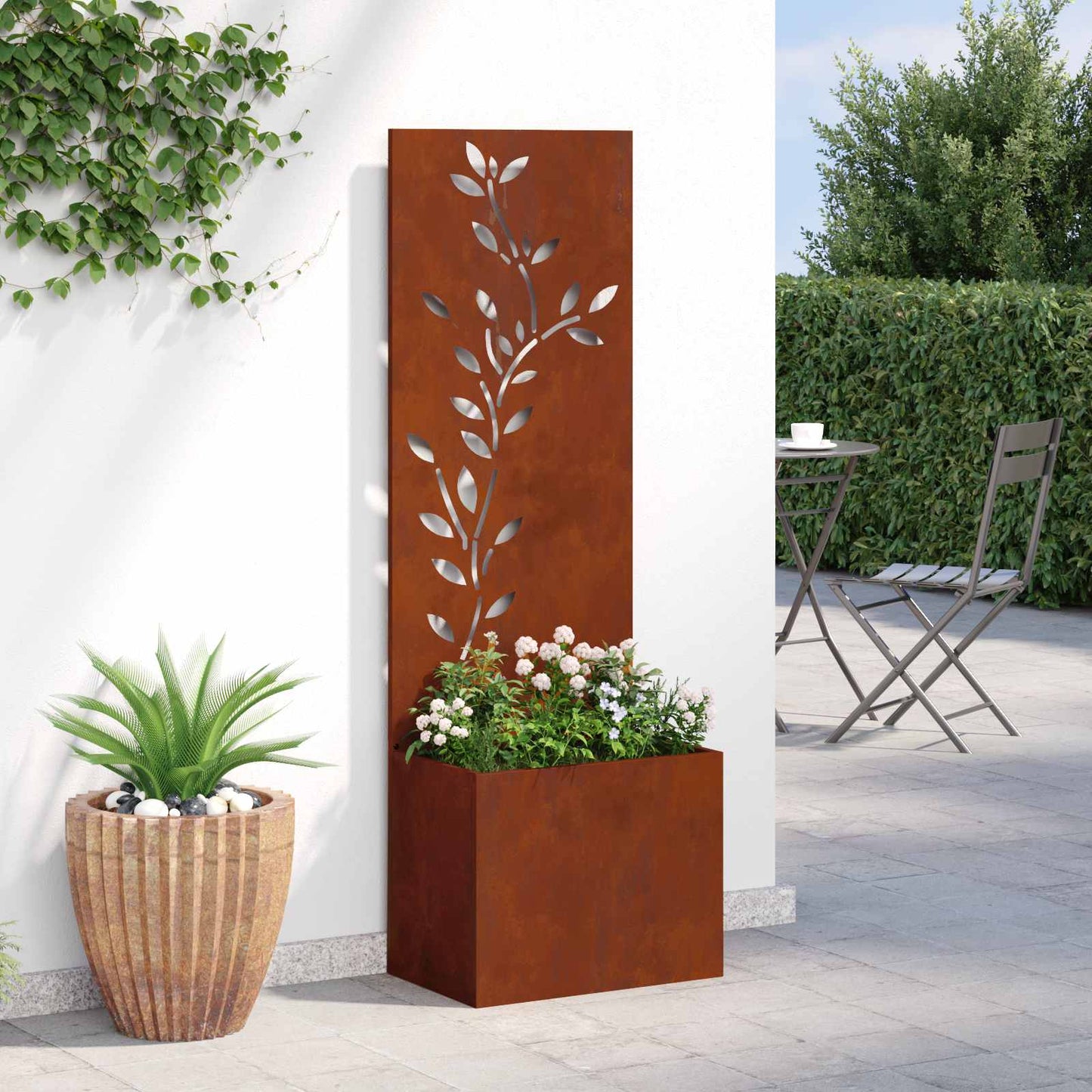 vidaXL Οθόνη Ιδιωτικότητας Κήπου Floral Σκ rusty 50 x 32 x 150 εκ