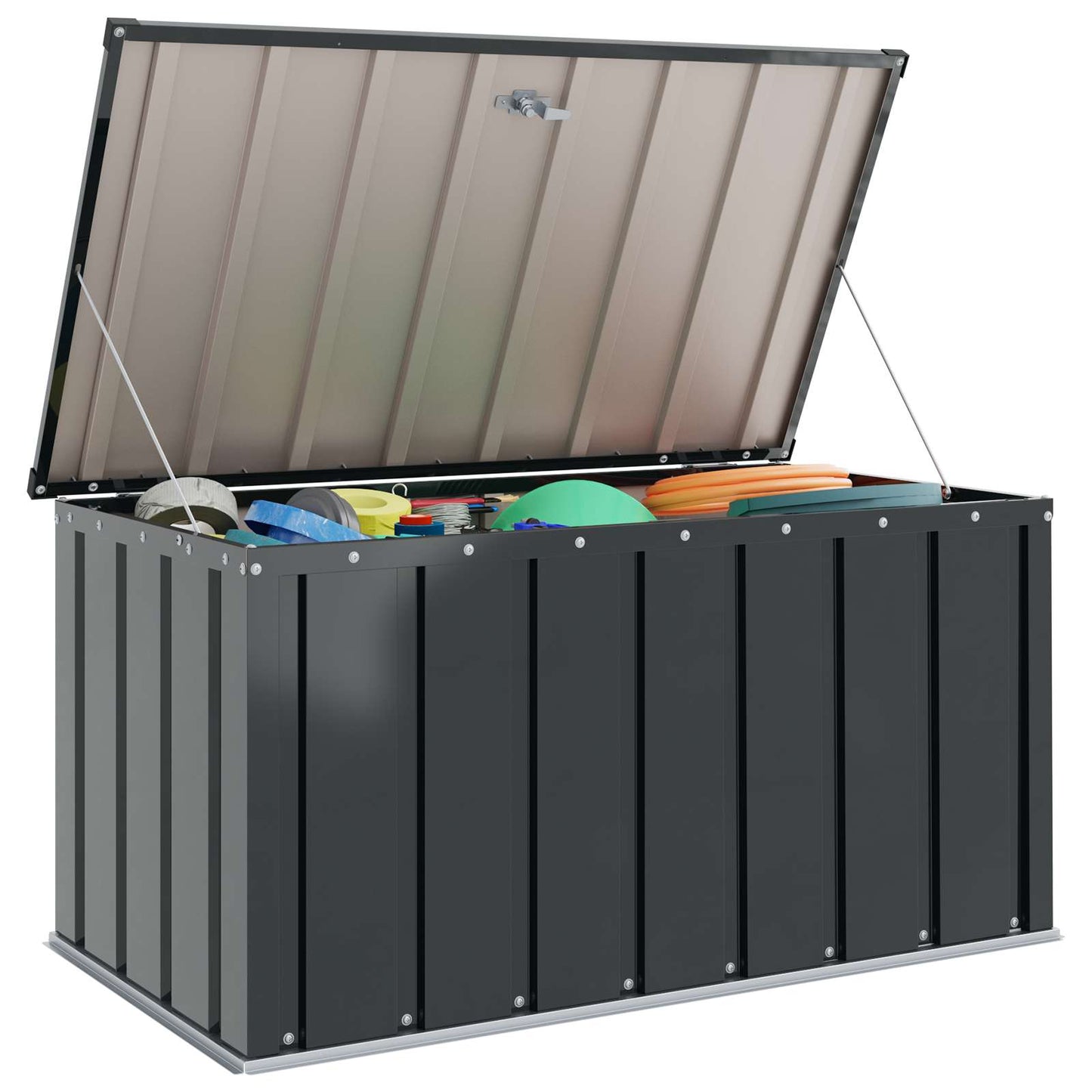 vidaXL Κουτί αποθήκευσης κήπου Μαύρο 101 x 56,5 x 50 εκ Ατσάλι