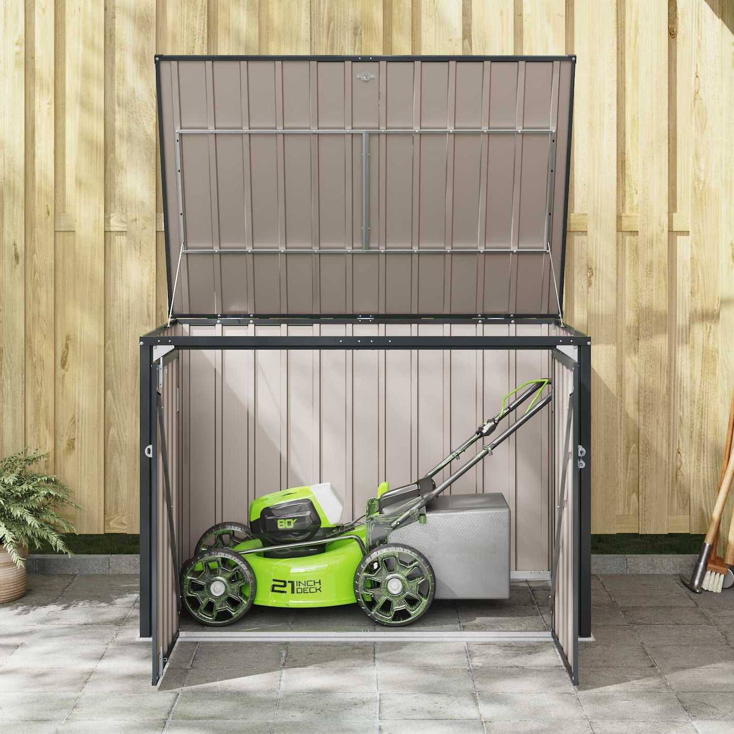 vidaXL Κουτί αποθήκευσης κήπου Μαύρο 151,5 x 107 x 100 εκ. Ατσάλι