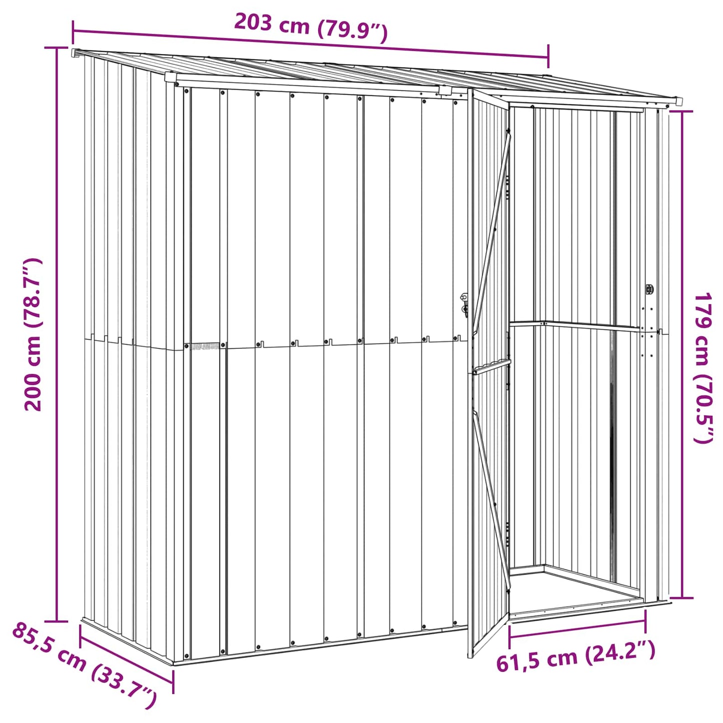 vidaXL Κηποσυνθέσεις Καφέ 203 x 85,5 x 200 εκ Μέταλλο