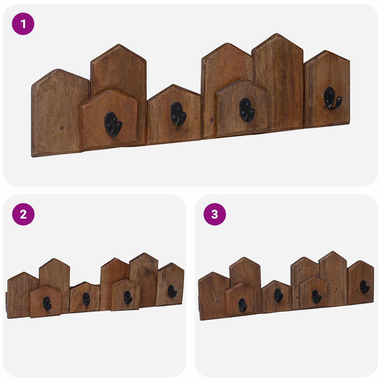 vidaXL Κρεμάστρα Καφέ 48 x 8 x 15 εκ. Στερεό ξύλο Μαόνι