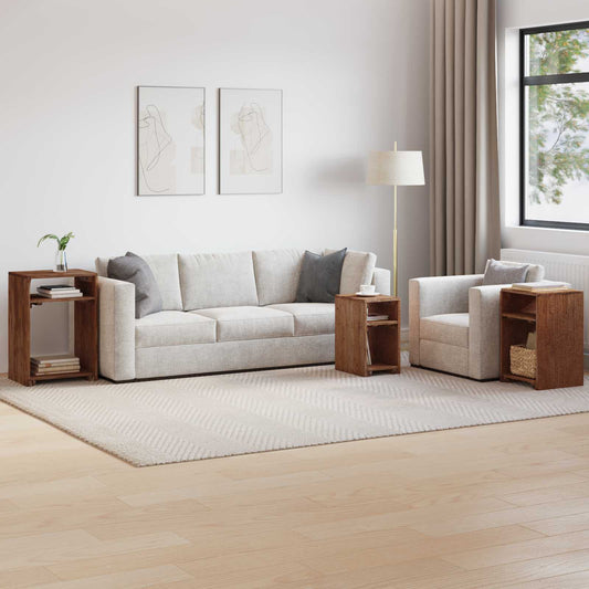vidaXL Τραπέζι Έμφασης με ράφι 3 pcs Καφέ Στερεό ξύλο Μαόνι