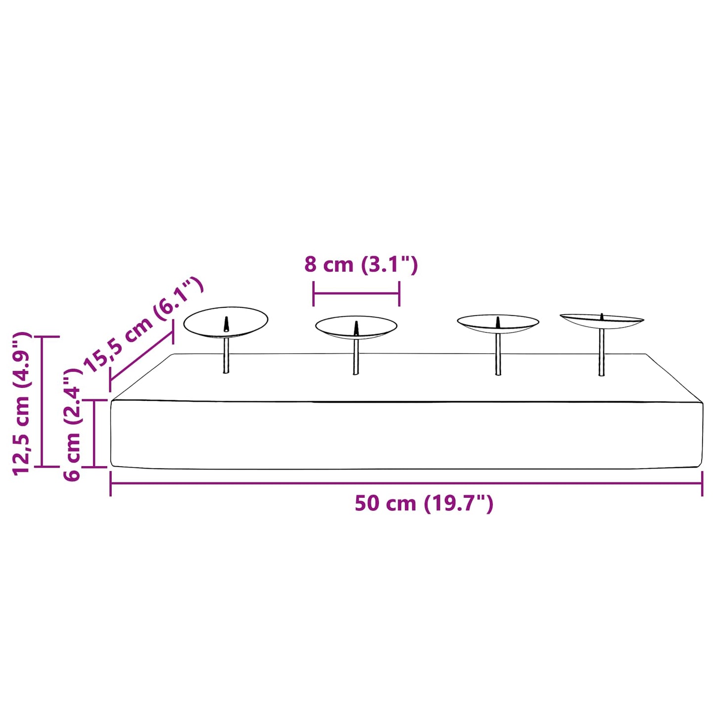 vidaXL Κηροπήγιο Φυσικό 50 x 15 x 10 εκ Μασίφ ξύλο teak