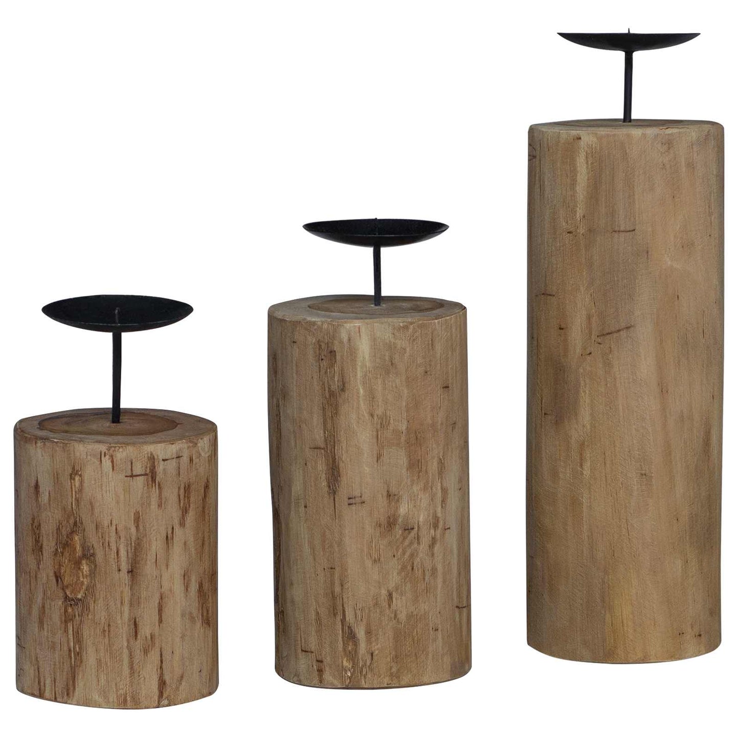 vidaXL Κηροπήγιο 3 pcs Φυσικό Μασίφ ξύλο teak