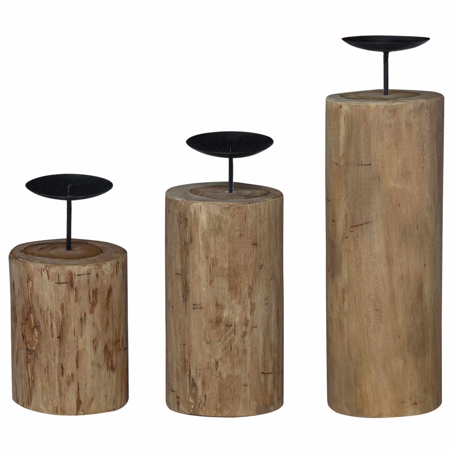 vidaXL Κηροπήγιο 3 pcs Φυσικό Μασίφ ξύλο teak