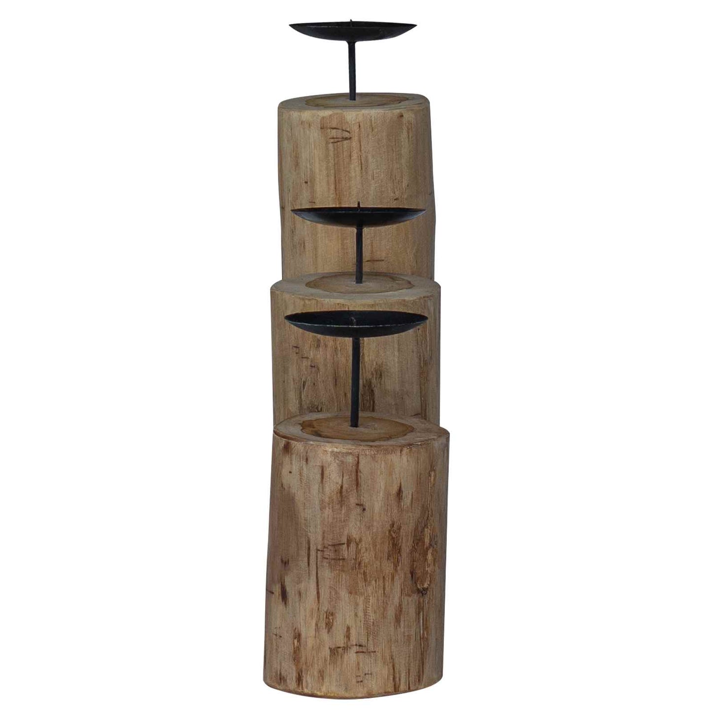 vidaXL Κηροπήγιο 3 pcs Φυσικό Μασίφ ξύλο teak