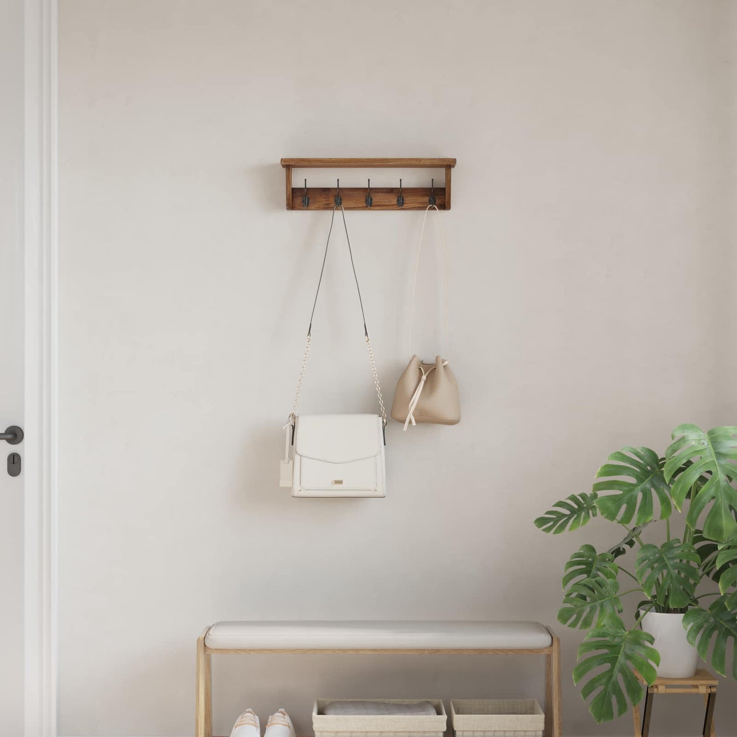 vidaXL Κρεμάστρα Καφέ 50 x 10 x 14 εκ Στερεό ξύλο Μαόνι