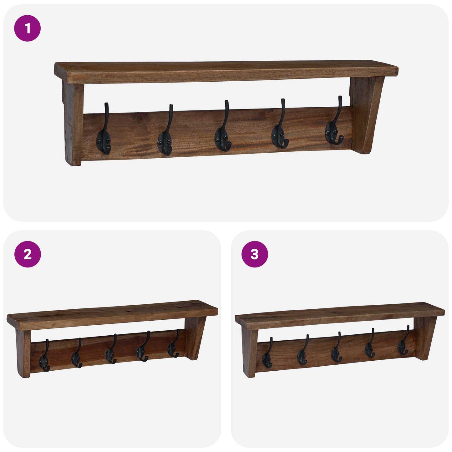 vidaXL Κρεμάστρα Καφέ 50 x 10 x 14 εκ Στερεό ξύλο Μαόνι