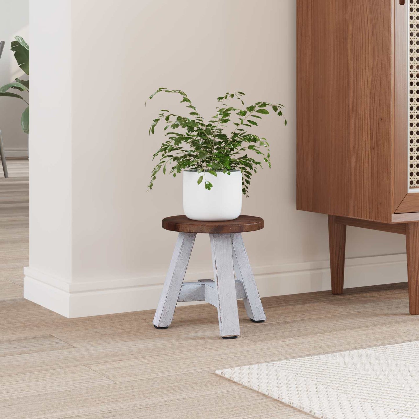 vidaXL Σκαμνί Φυσικό 22 x 22 x 24 εκ Ξύλο Μαόνι
