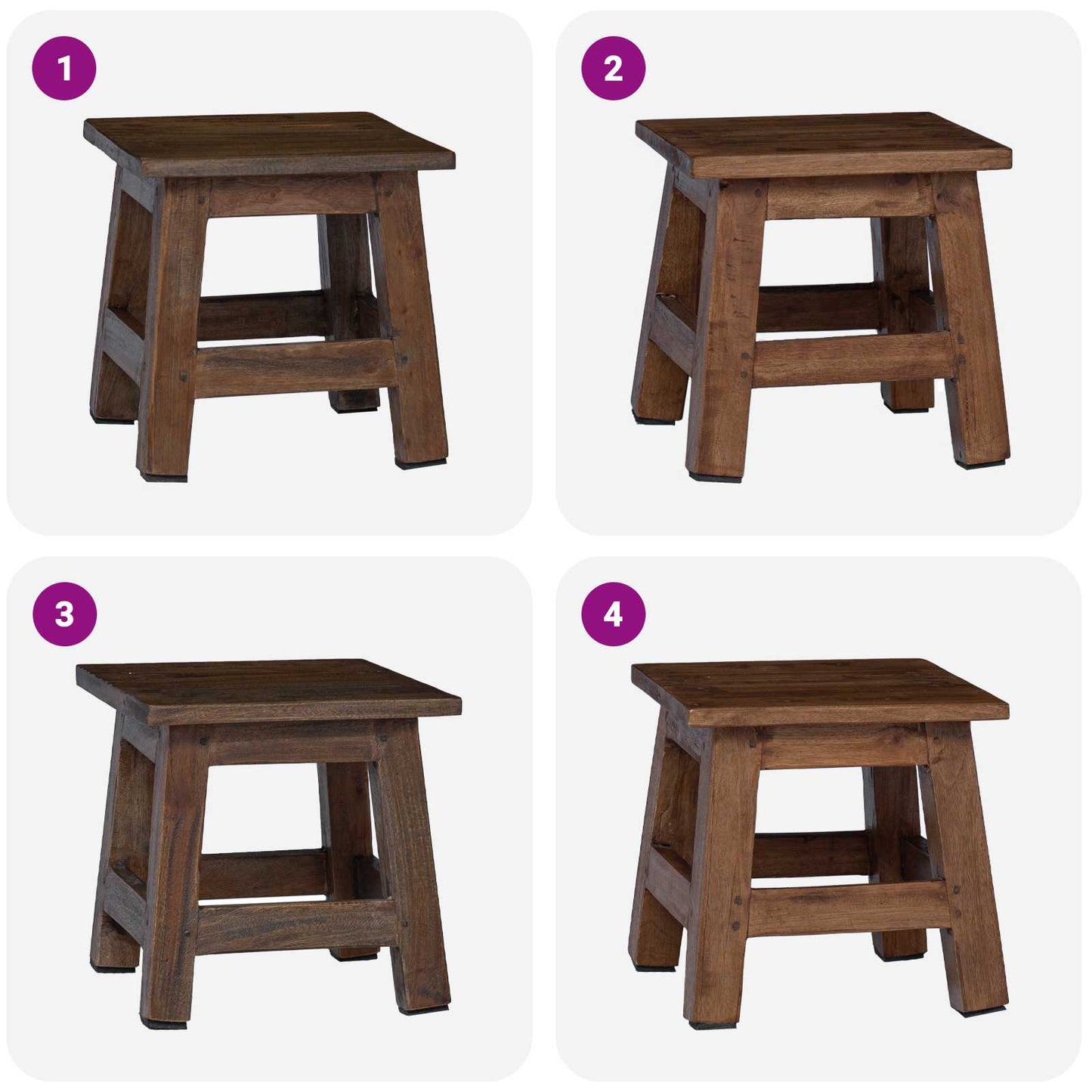 vidaXL Σκαμνί Φυσικό 26 x 26 x 26 εκ. Ξύλο Μαόνι