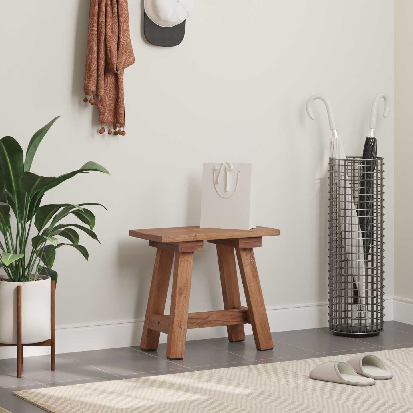 vidaXL παγκάκι Φυσικό 50,5 x 25 x 47,5 εκ. Μασίφ ξύλο μαόνι