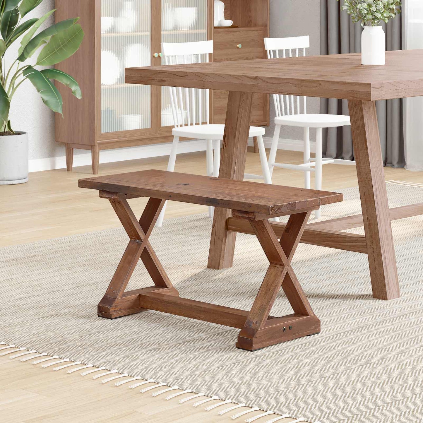 vidaXL παγκάκι Φυσικό 85 x 35 x 45 εκ Μασίφ ανακυκλωμένο ξύλο