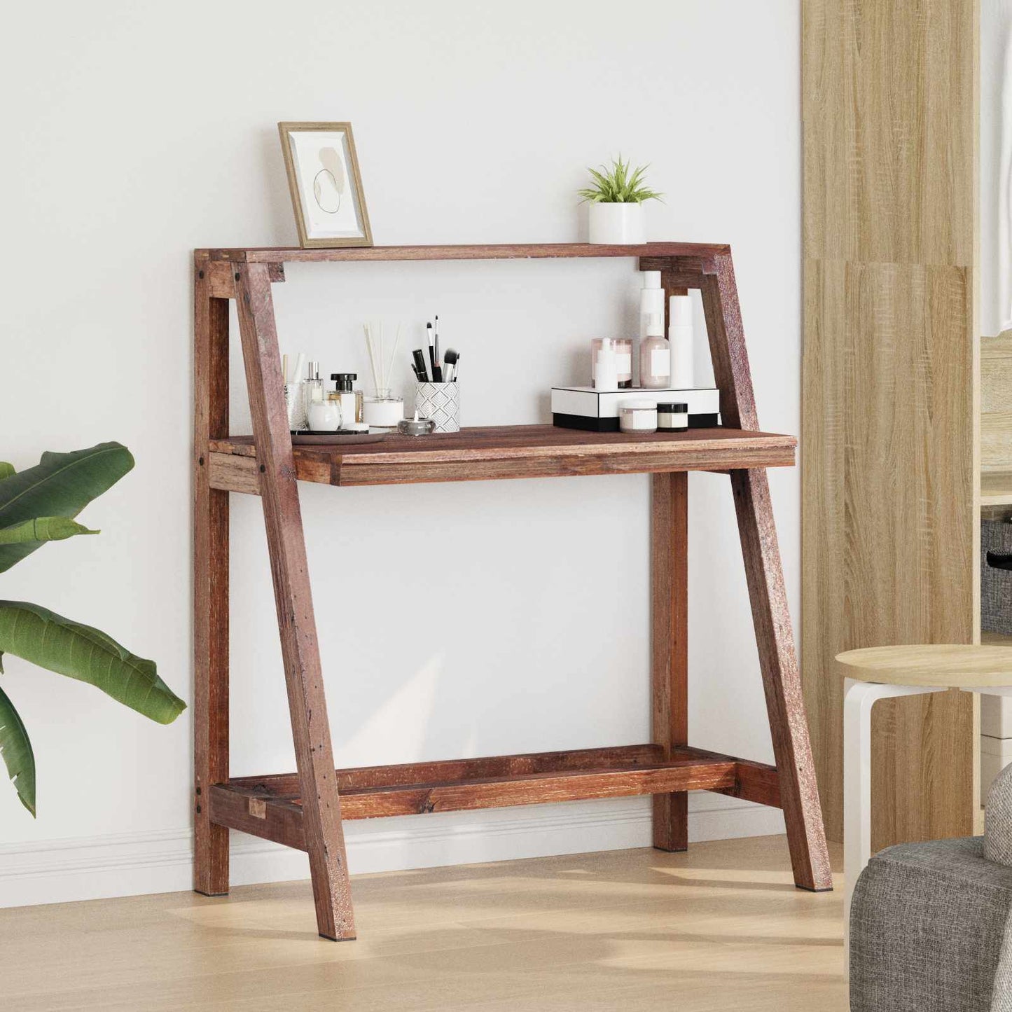 vidaXL Γραφείο Καφέ 90 x 50 x 103 εκ. Στερεό Ανακτηθέν Ξύλο