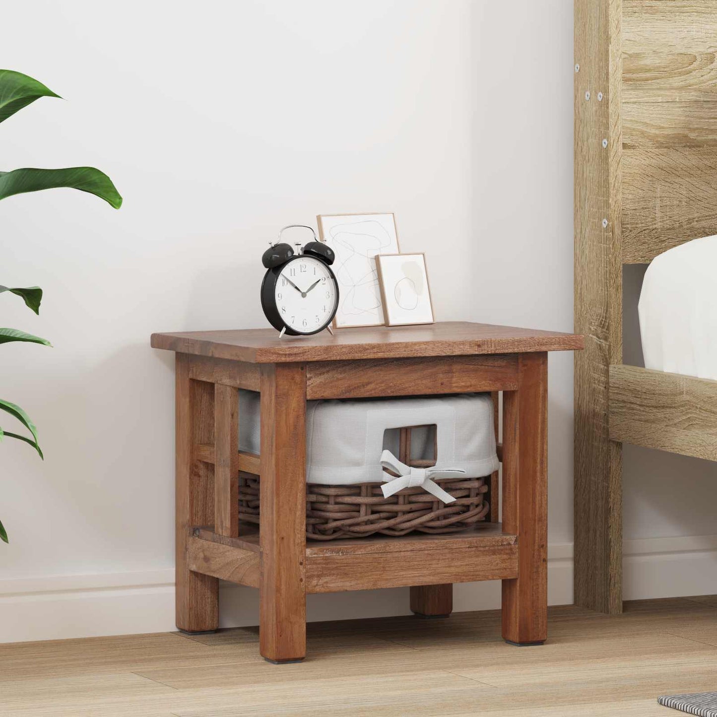 vidaXL Τραπεζάκι Πλευράς Καφέ 38 x 28 x 35 εκ. Μασίφ ξύλο μαόνι