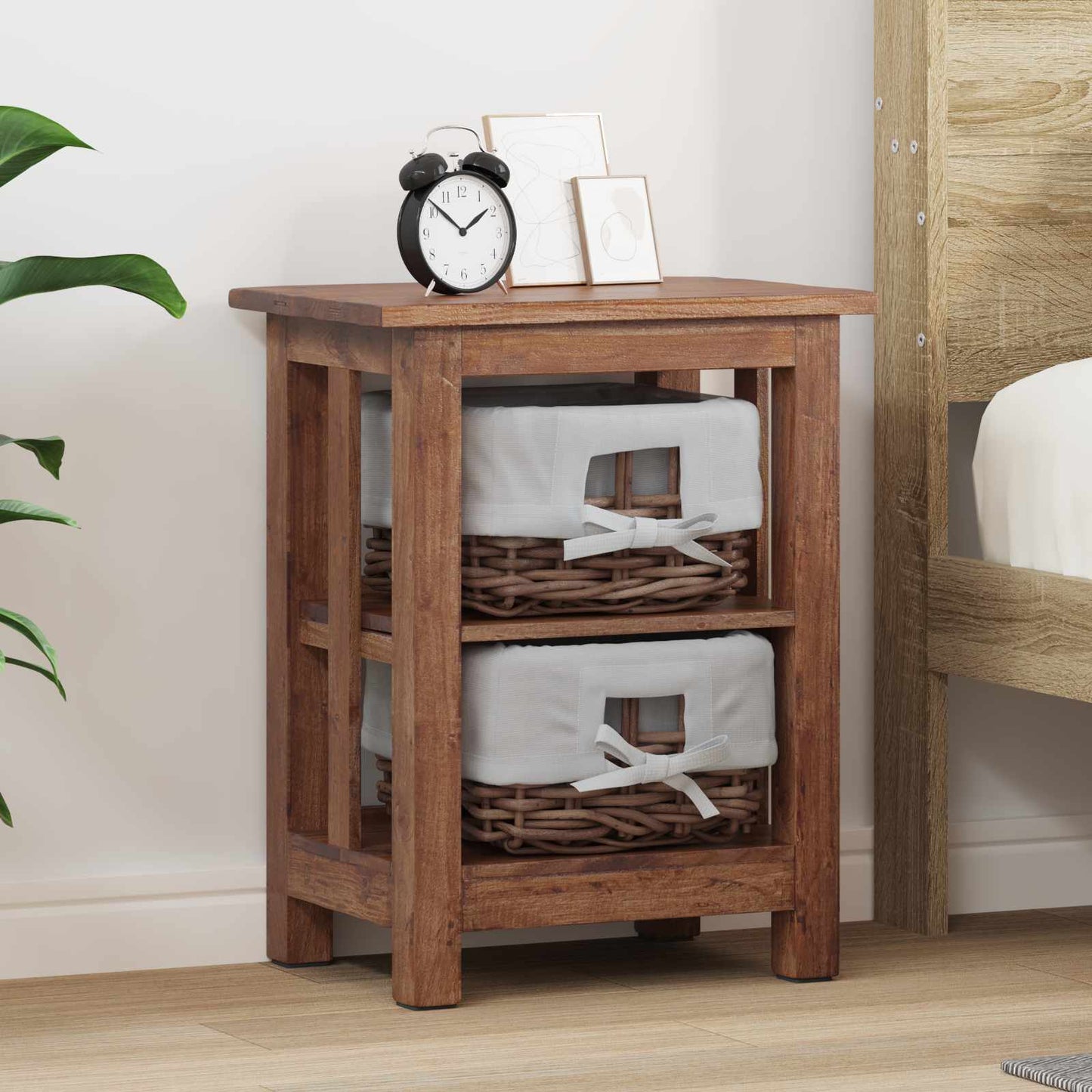 vidaXL Τραπεζάκι Πλευράς Καφέ 38 x 28 x 50 εκ Μασίφ ξύλο μαόνι