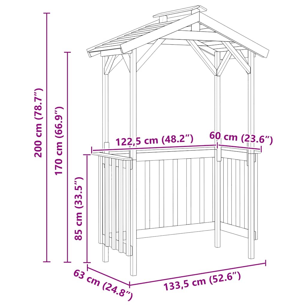 vidaXL Στέγαστρο μπάρμπεκιου Εμποτισμένο Ξύλο Πεύκου