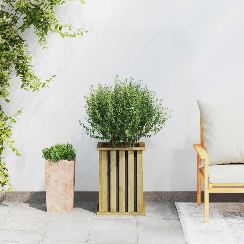 vidaXL Γλάστρα κήπου με επένδυση 33x33x45 εκ. από εμποτισμένο ξύλο πεύκου