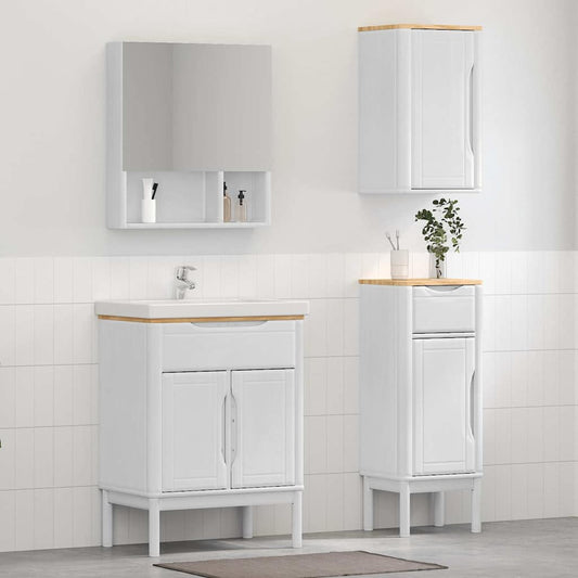 vidaXL Σετ Επίπλων Μπάνιου με συρτάρι 3 pcs Λευκό Στερεό ξύλο πεύκου